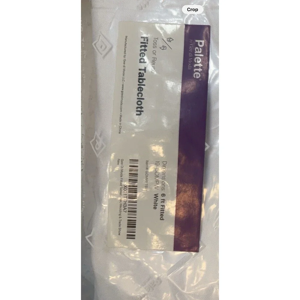 6ft Fitted Table Cloth, White, Platted Brand